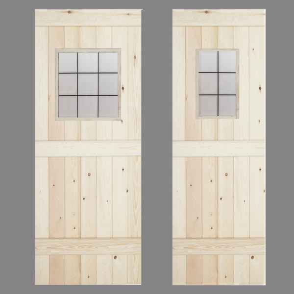 glazed pine ledged door